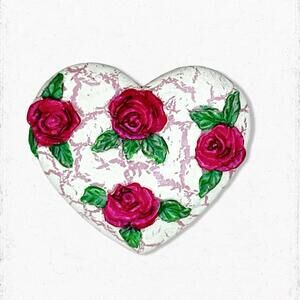 6061. Vintage Heart Pin Resin Roses
